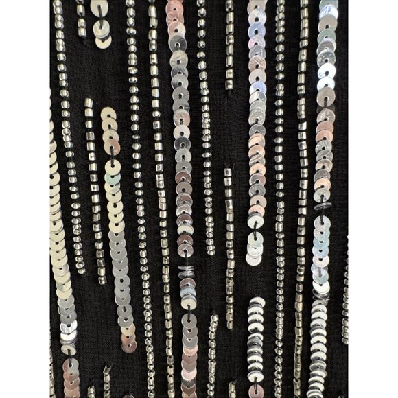 Flapper sequin 3/4 Sleeve, New Years Dress black &‎ sliver sparkly small Gatsby - Picture 9 of 12